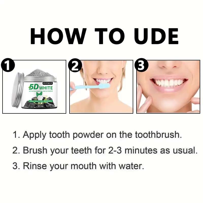 YUlTlKUE 5D White Activated ch - огляд і ціна Whitening Powder Activated