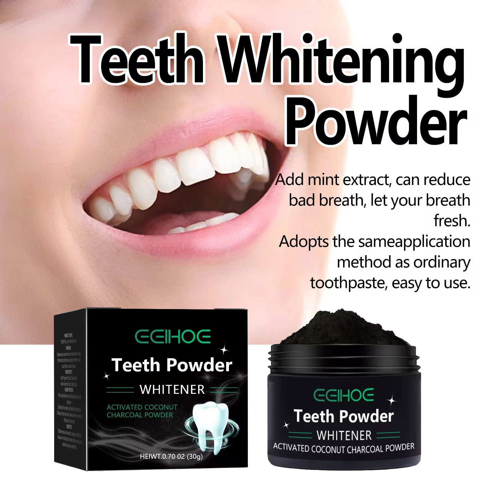 EELHOE Charcoal Powder for Tee - огляд і ціна Whitening Powder Activated