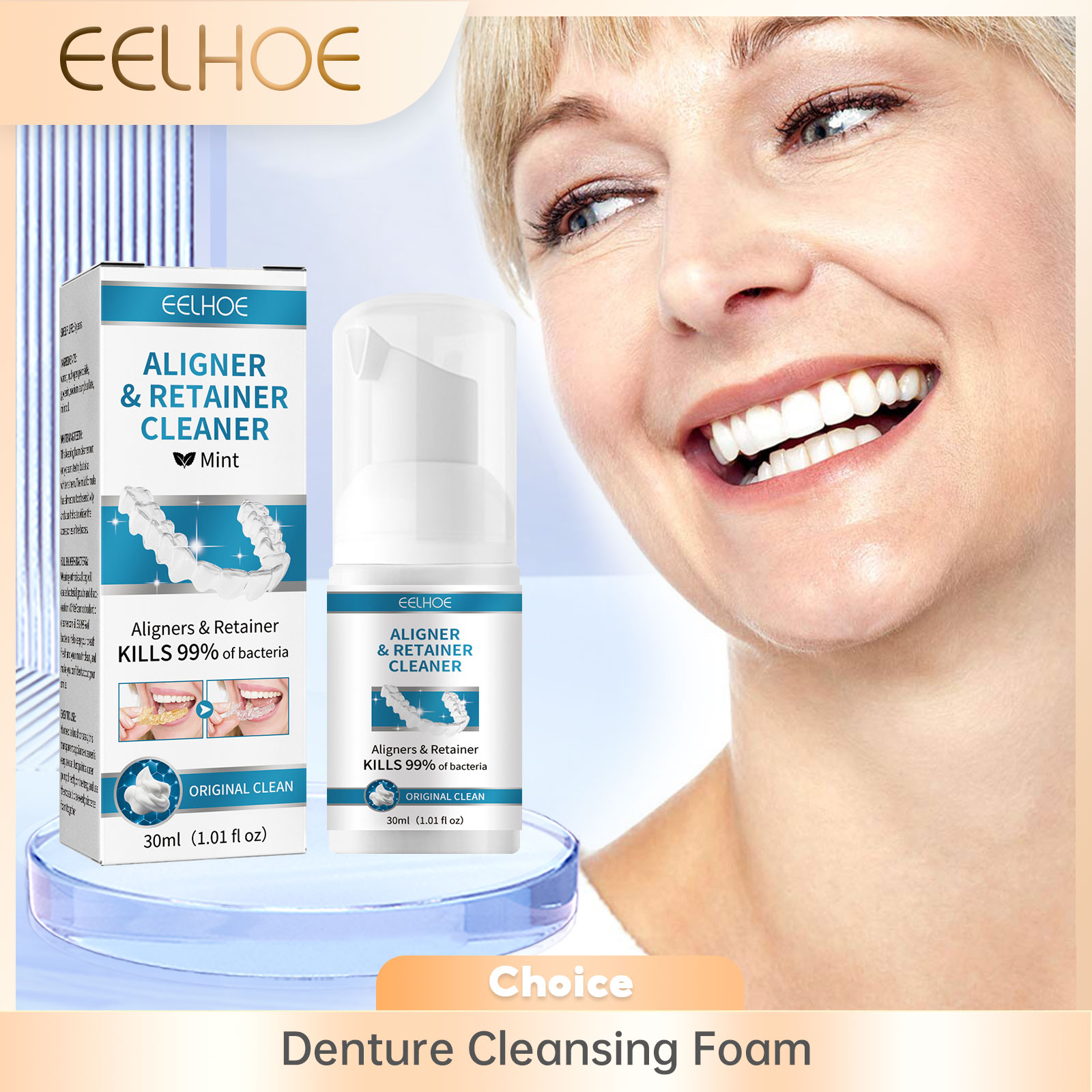 Aligner Denture Cleaner Foam D - огляд і ціна Teeth Whitening Foam